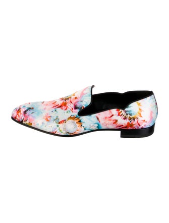Christian Louboutin Satin Floral Print Loafers