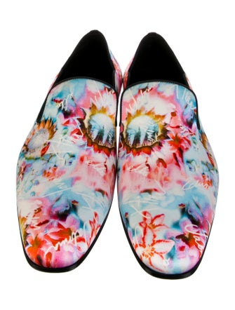 Christian Louboutin Satin Floral Print Loafers