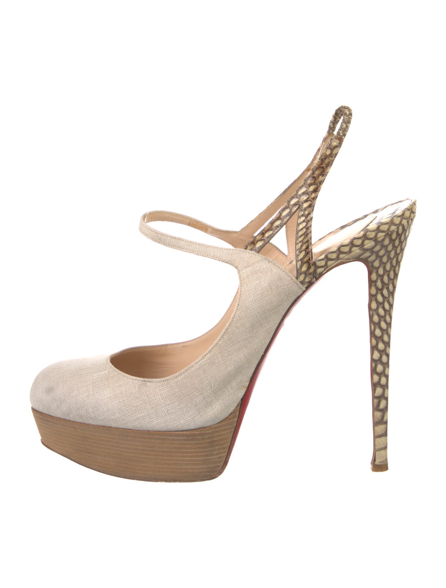 Christian Louboutin Canvas Animal Print Slingback Pumps