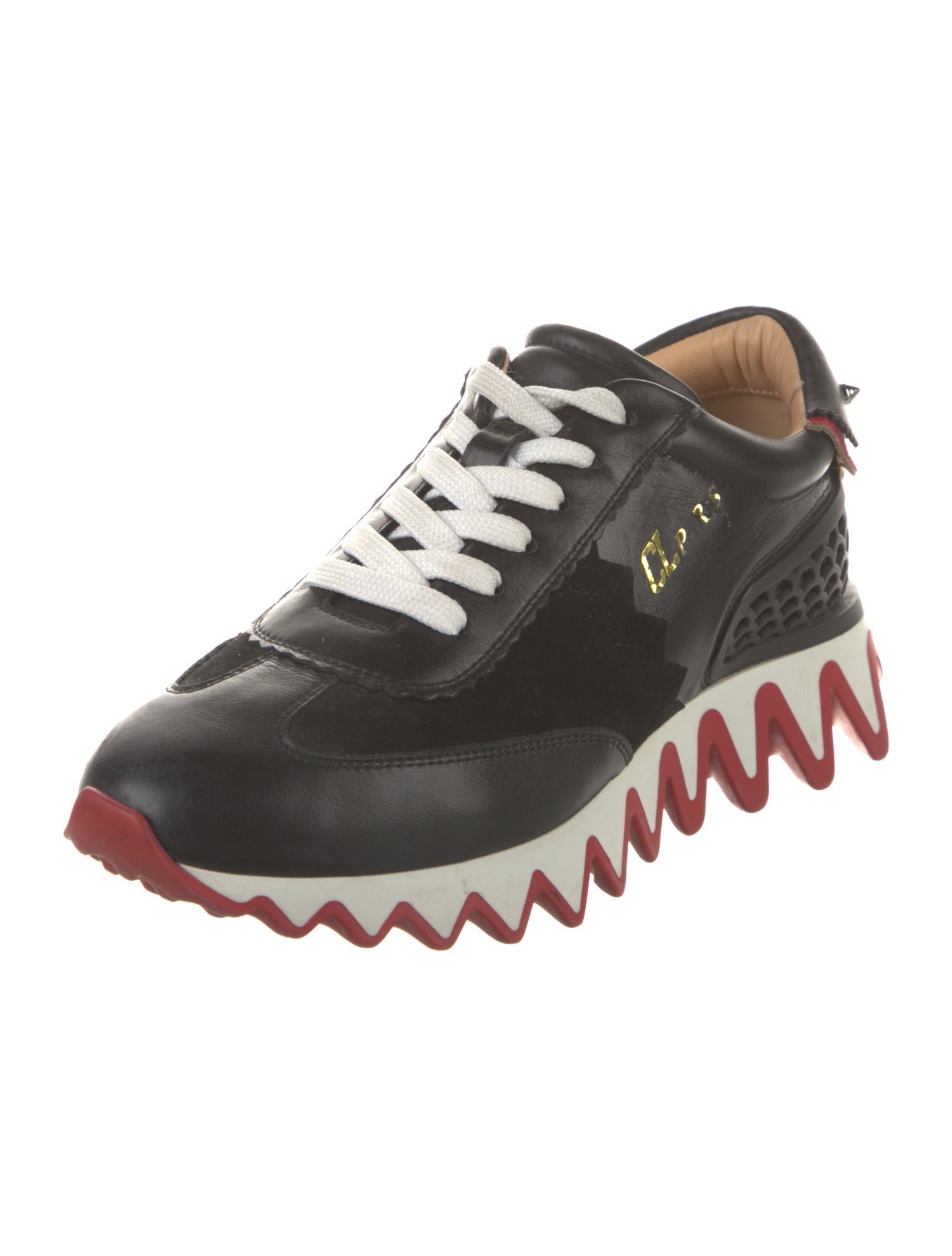 Christian Louboutin Leather Studded Accents Sneakers