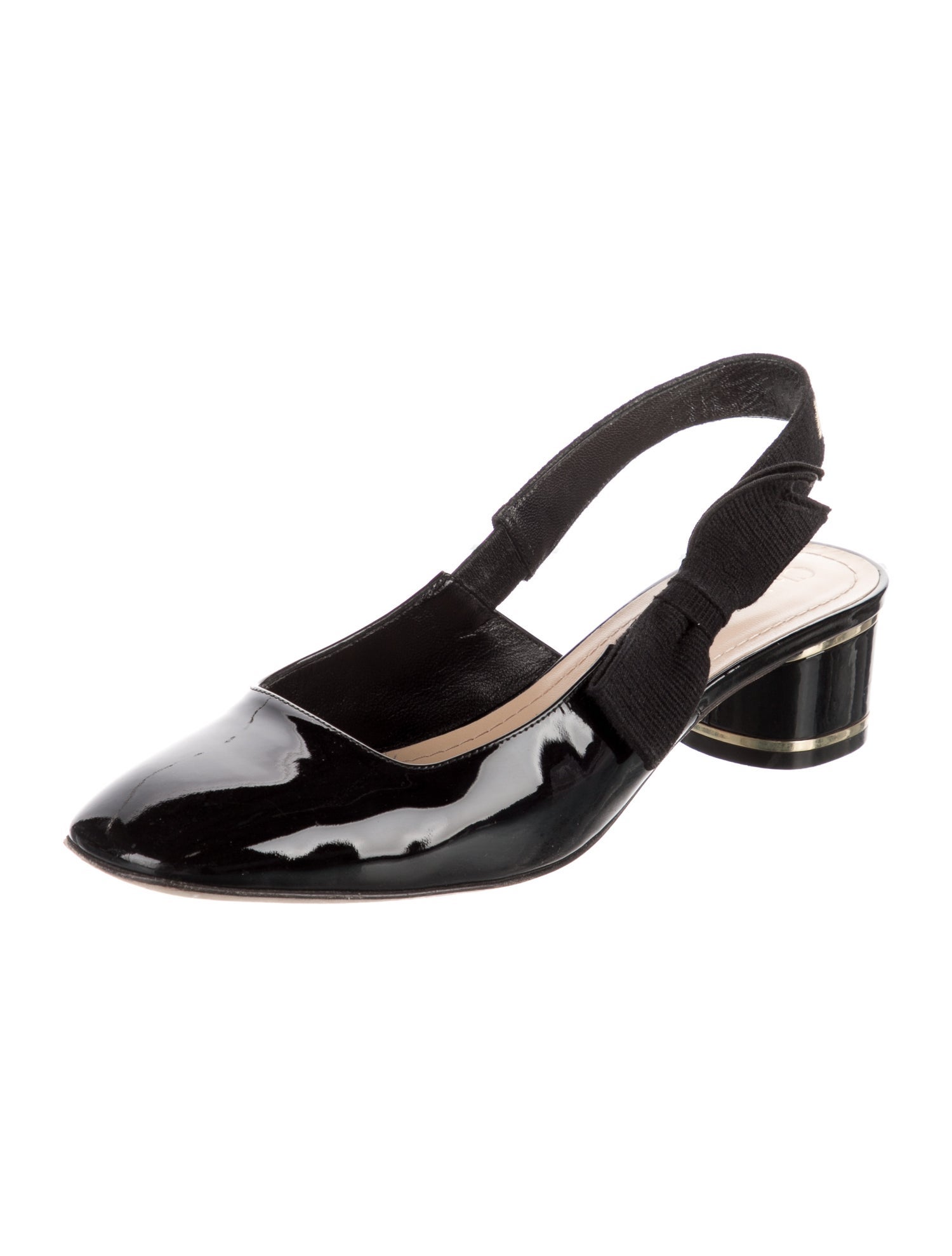 Christian Louboutin Patent Leather Bow Accents Slingback Pumps