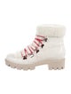 Christian Louboutin Embossed Leather Fur Trim Combat Boots
