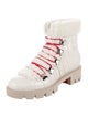 Christian Louboutin Embossed Leather Fur Trim Combat Boots