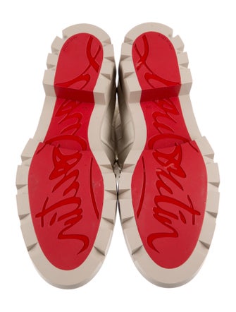 Christian Louboutin Embossed Leather Fur Trim Combat Boots