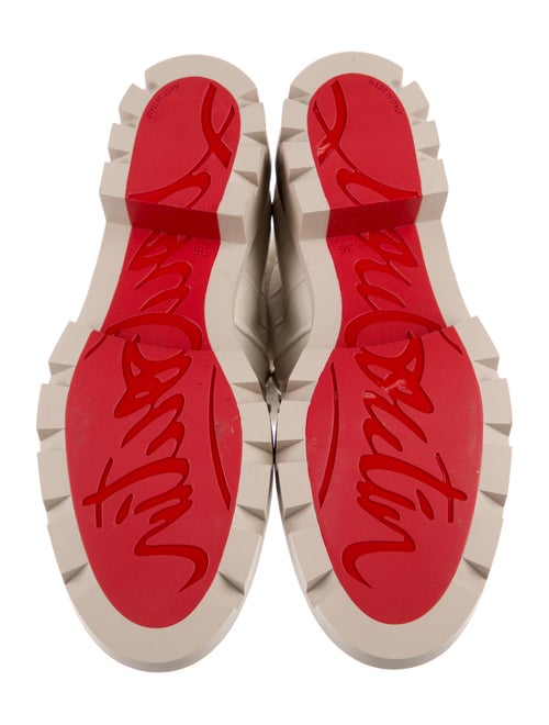 Christian Louboutin Embossed Leather Fur Trim Combat Boots