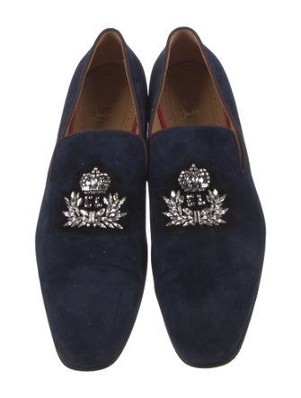 Christian Louboutin Suede Crystal Embellishments Loafers