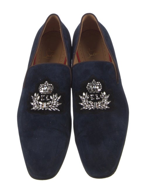 Christian Louboutin Suede Crystal Embellishments Loafers