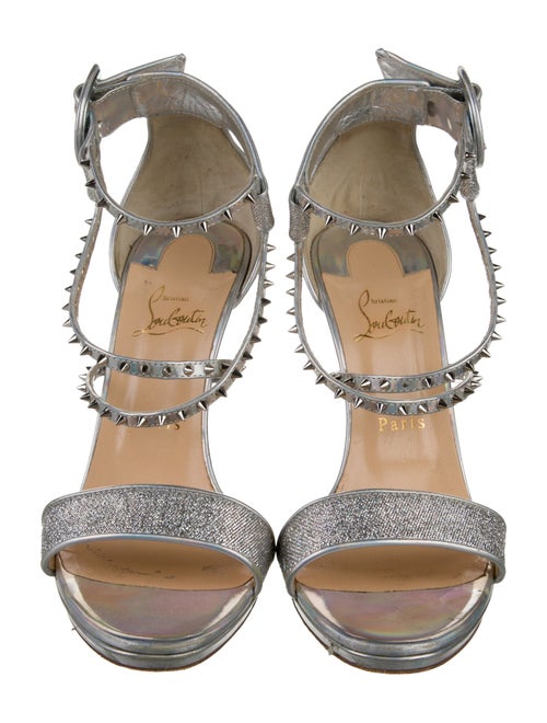 Christian Louboutin Spike Accents Glitter Sandals