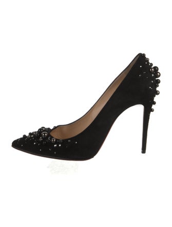 Christian Louboutin Suede Crystal Embellishments Pumps