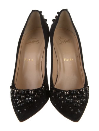 Christian Louboutin Suede Crystal Embellishments Pumps