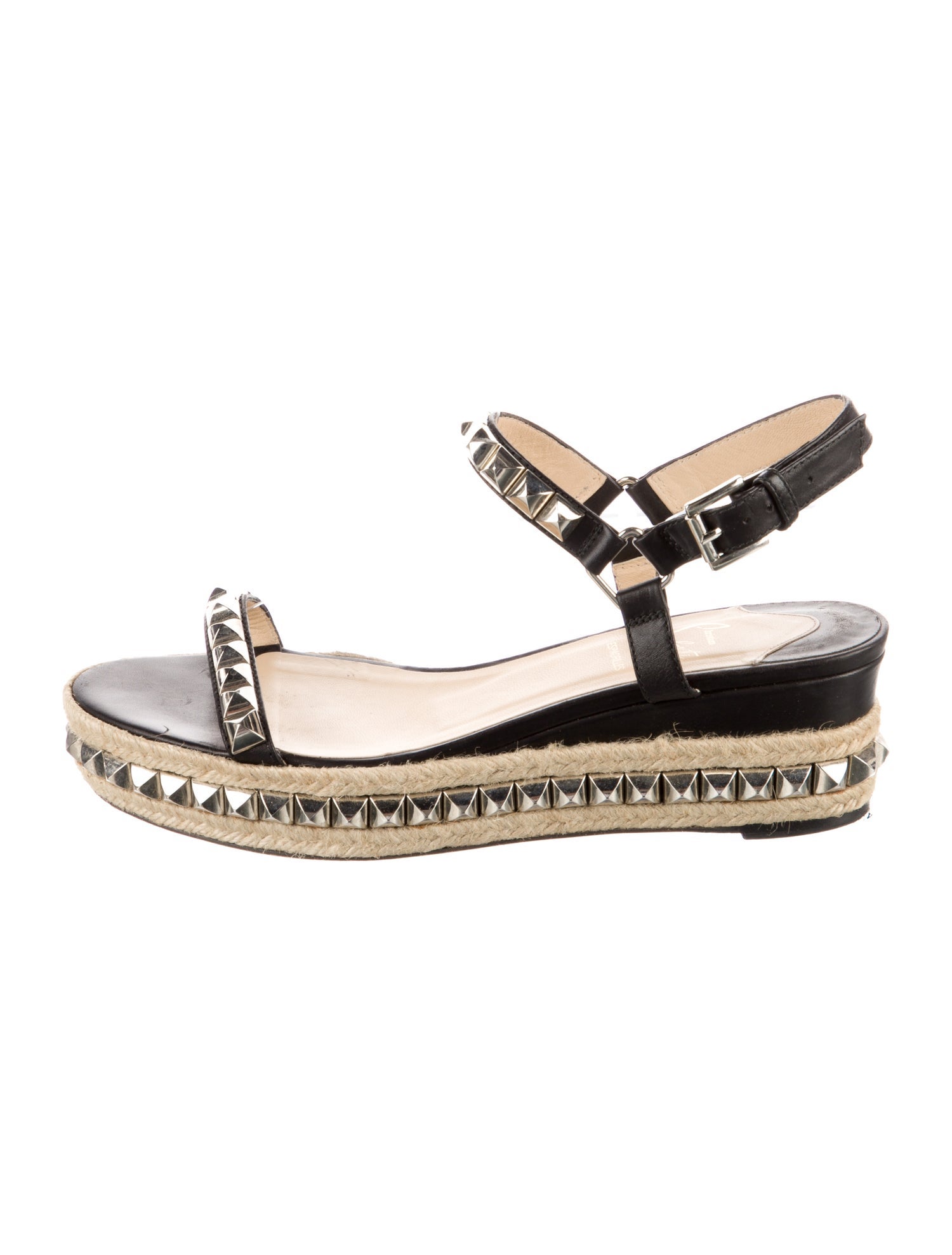 Christian Louboutin Leather Studded Accents Espadrilles