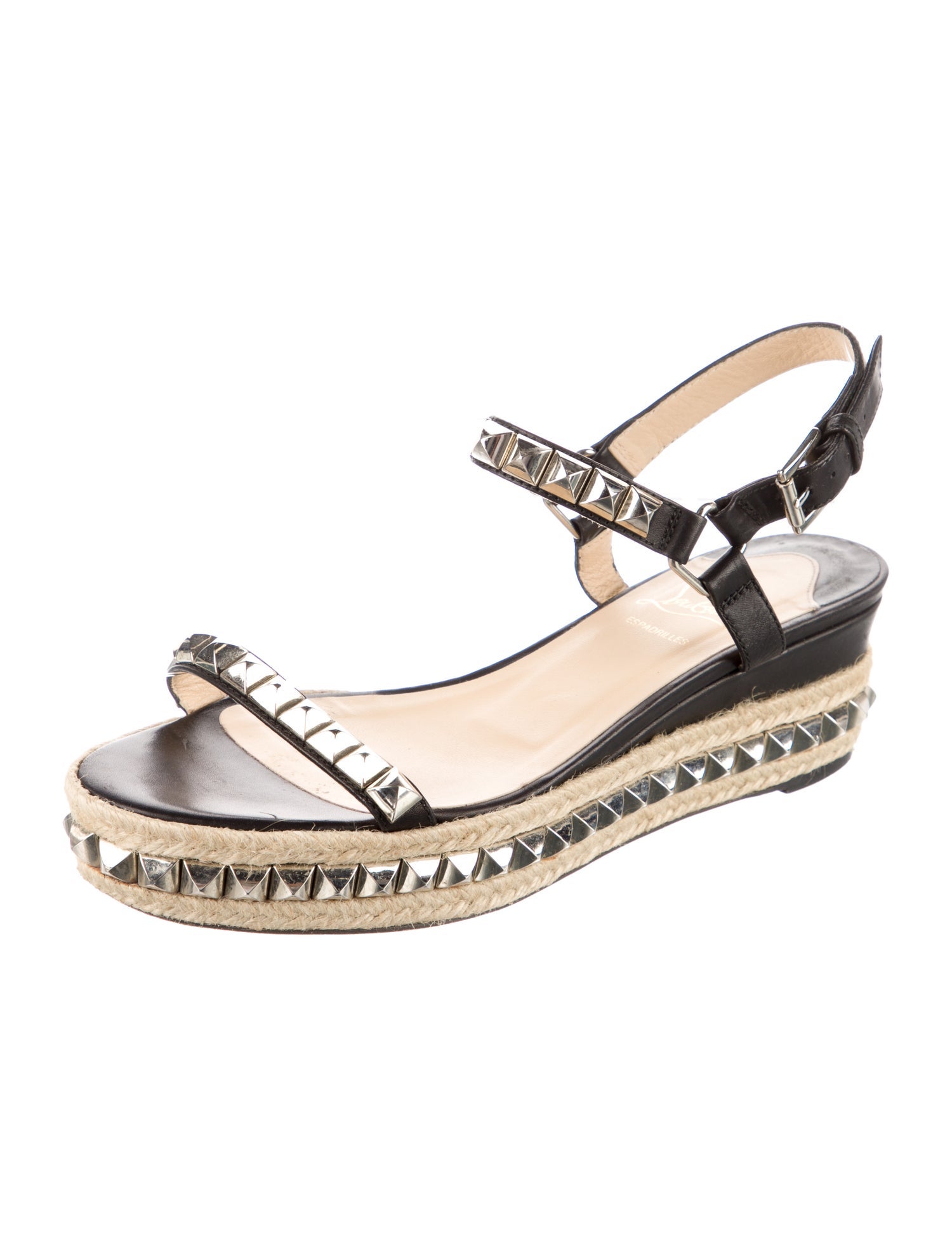 Christian Louboutin Leather Studded Accents Espadrilles