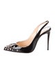 Christian Louboutin Spike Accents Patent Leather Slingback Pumps