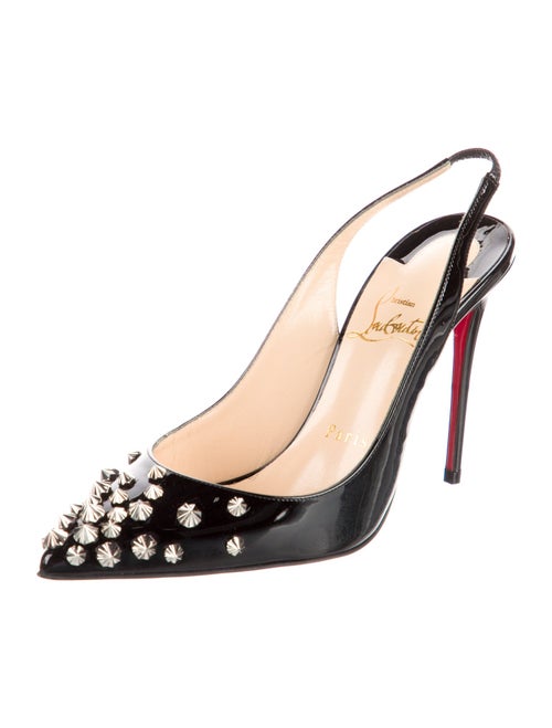 Christian Louboutin Spike Accents Patent Leather Slingback Pumps