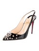 Christian Louboutin Spike Accents Patent Leather Slingback Pumps