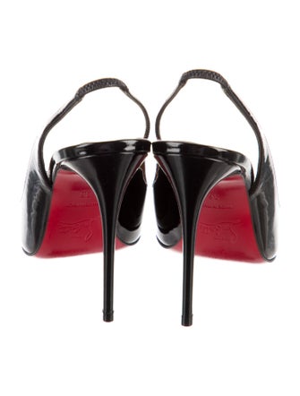 Christian Louboutin Spike Accents Patent Leather Slingback Pumps