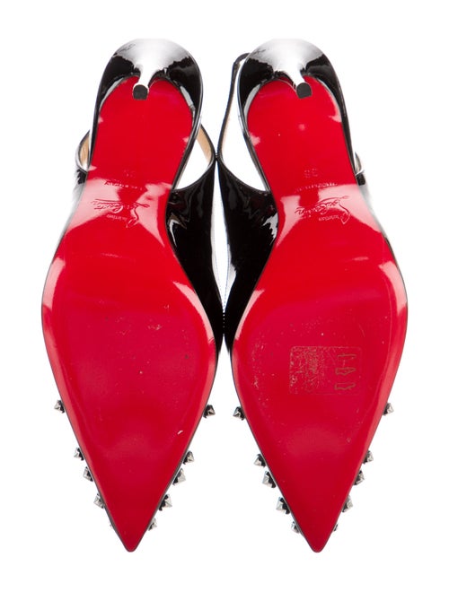 Christian Louboutin Spike Accents Patent Leather Slingback Pumps