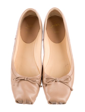 Christian Louboutin Leather Bow Accents Ballet Flats