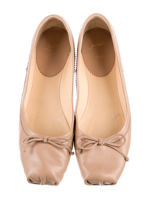 Christian Louboutin Leather Bow Accents Ballet Flats
