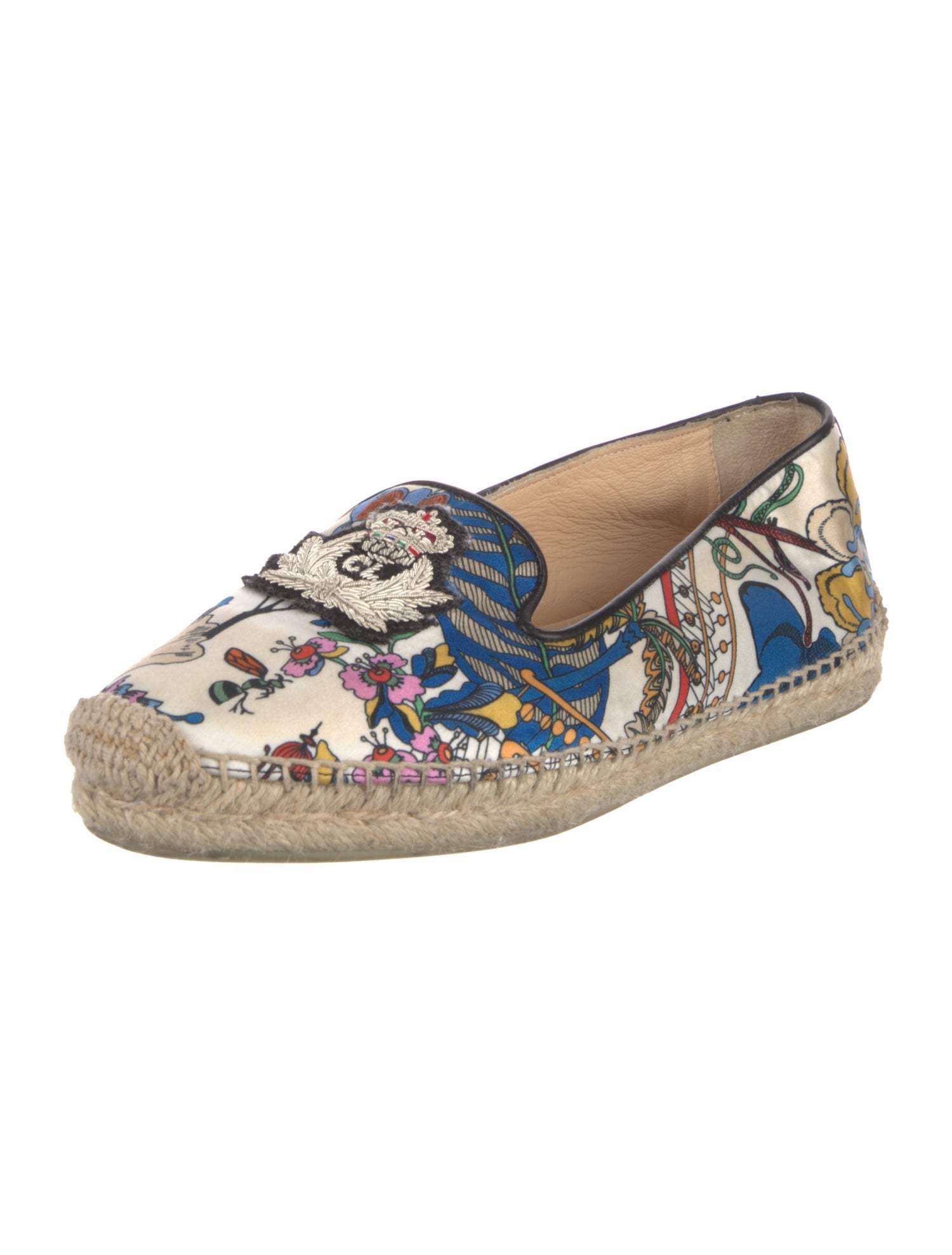 Christian Louboutin Satin Floral Print Espadrilles
