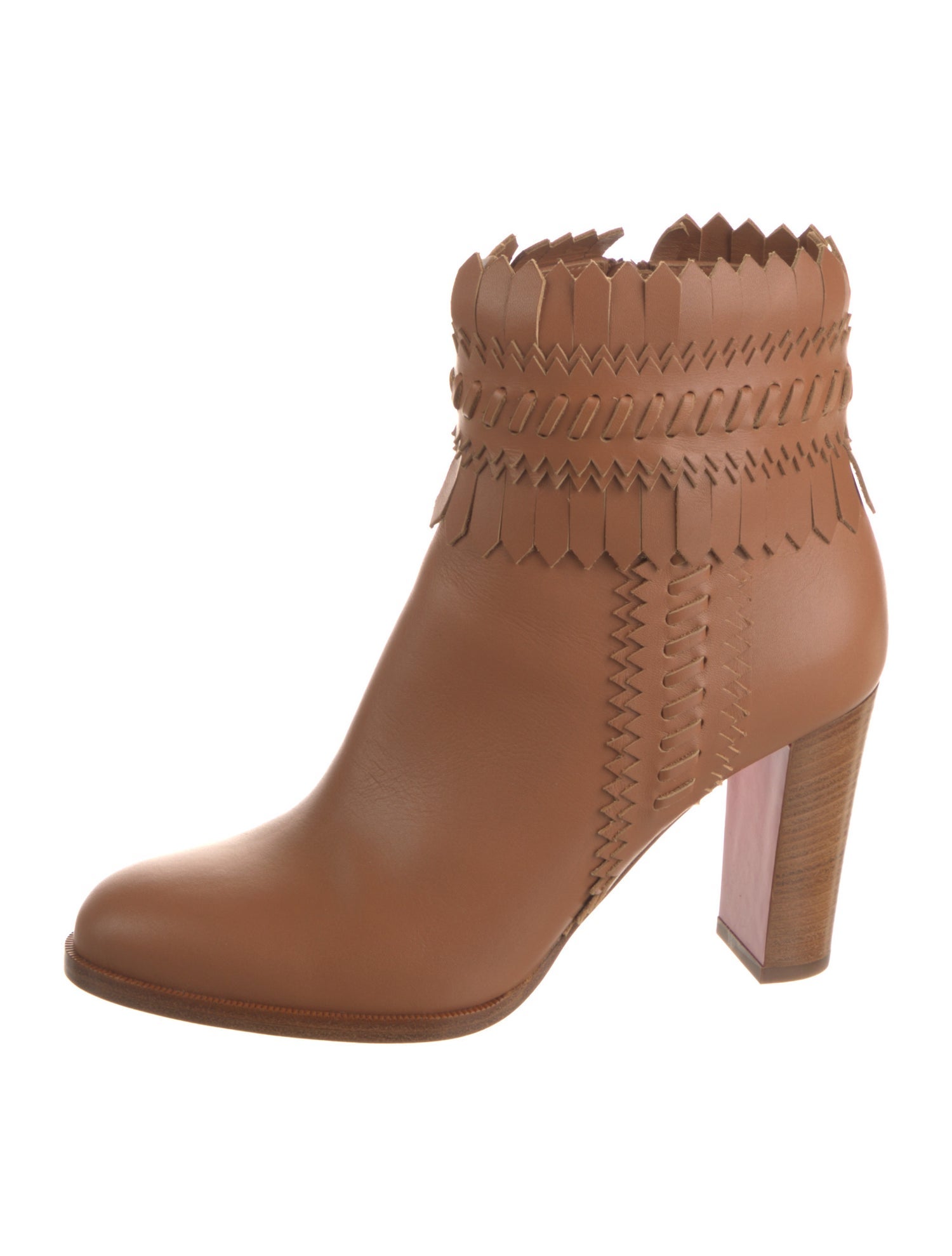 Christian Louboutin Leather Fringe Trim Accent Boots