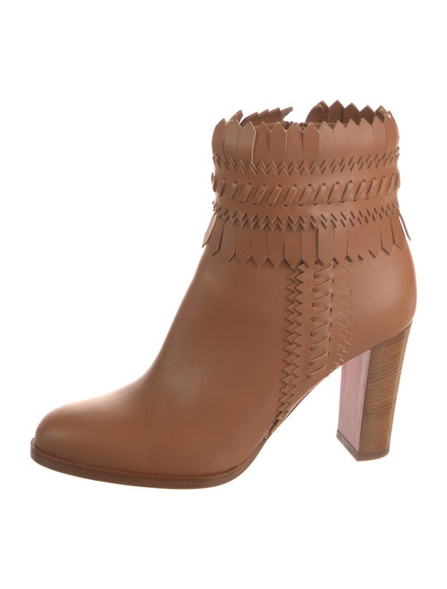 Christian Louboutin Leather Fringe Trim Accent Boots