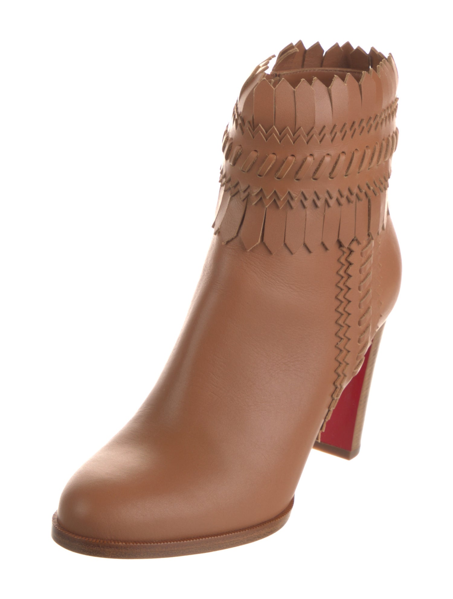 Christian Louboutin Leather Fringe Trim Accent Boots