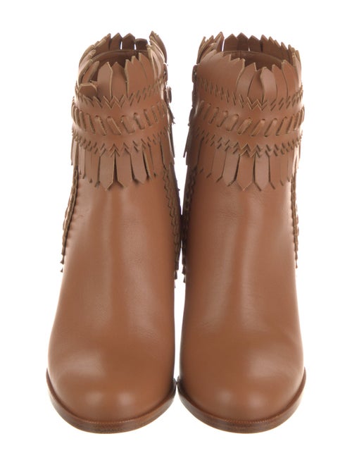 Christian Louboutin Leather Fringe Trim Accent Boots