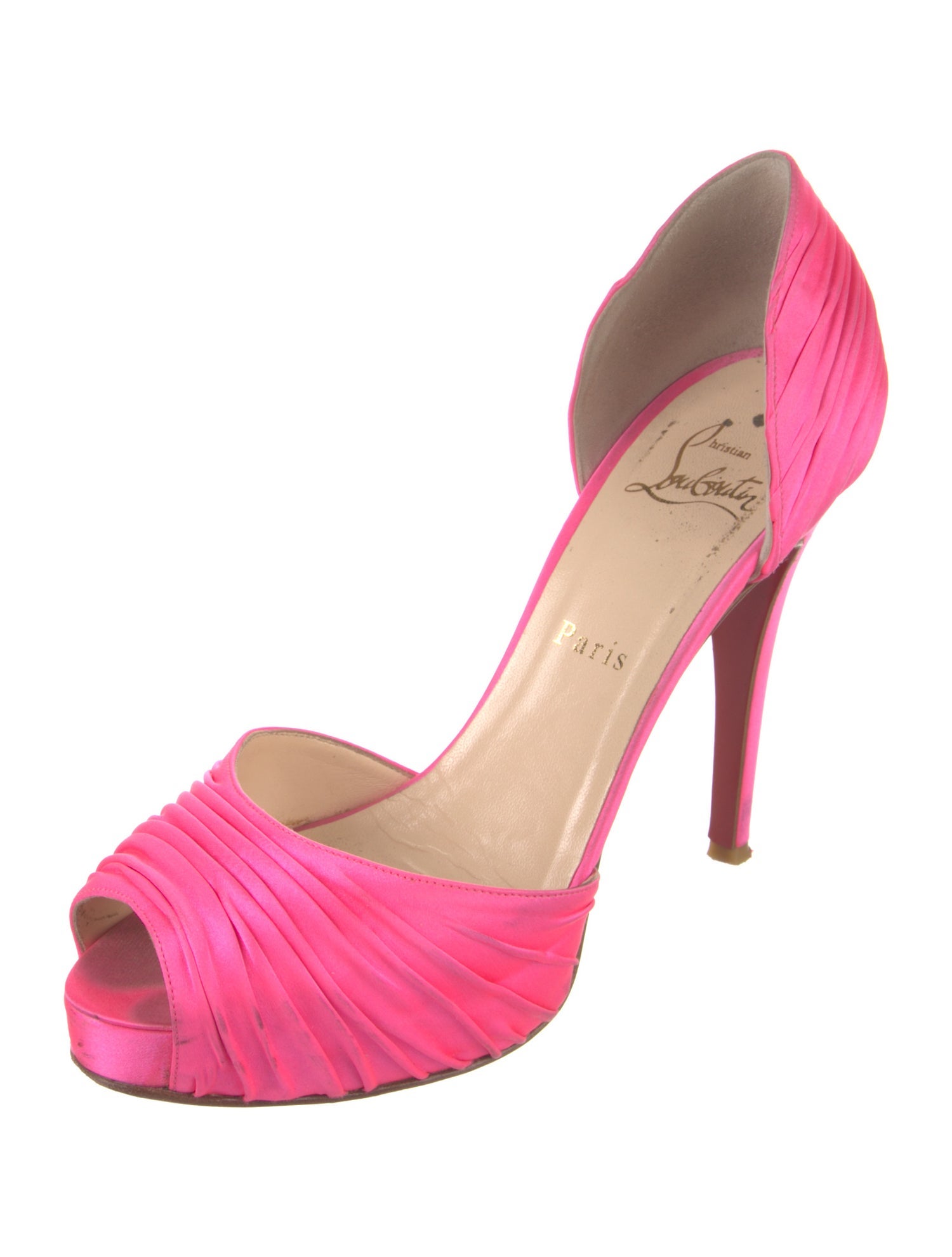 Christian Louboutin Satin Ruffle Embellishment Sandals