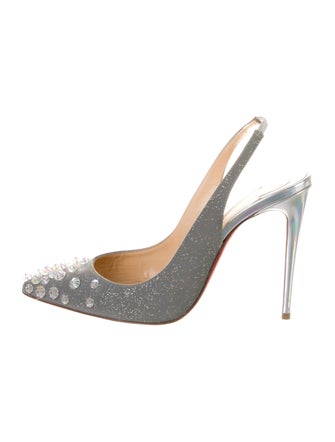 Christian Louboutin Spike Accents Patent Leather Slingback Pumps