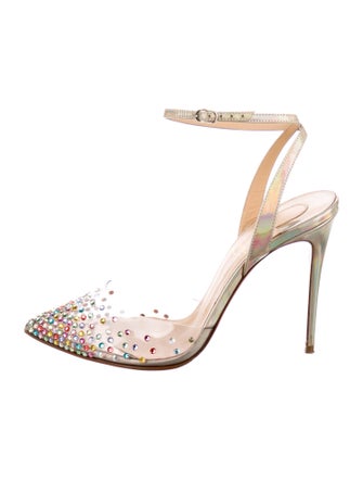 Christian Louboutin PVC Crystal Embellishments Slingback Pumps