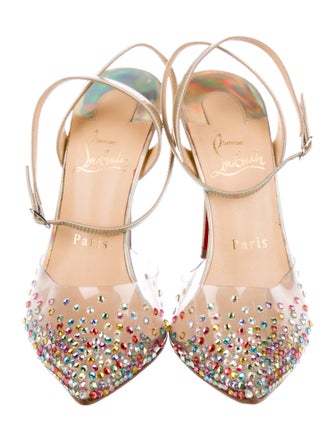 Christian Louboutin PVC Crystal Embellishments Slingback Pumps