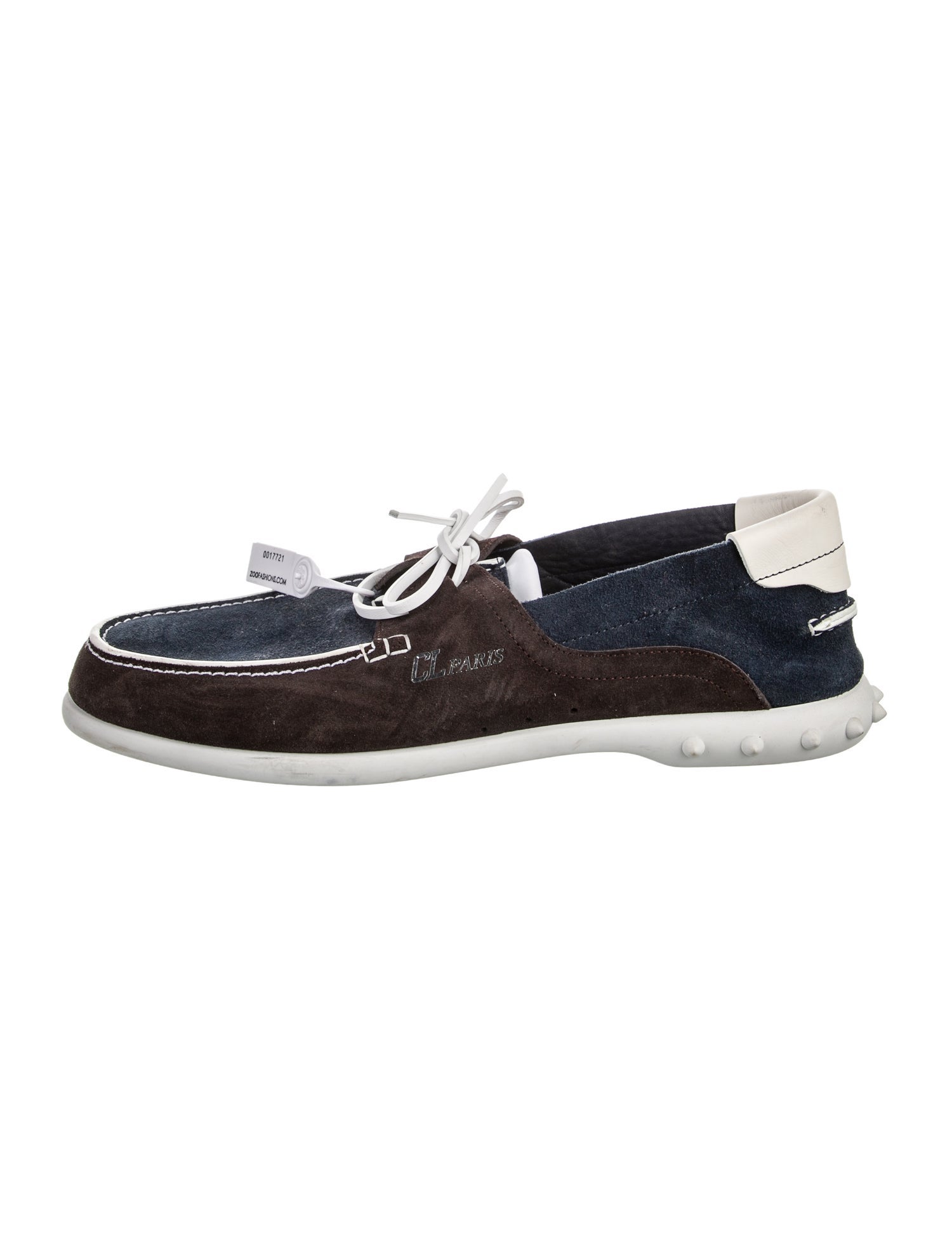 Christian Louboutin Spike Accents Suede Boat Shoes