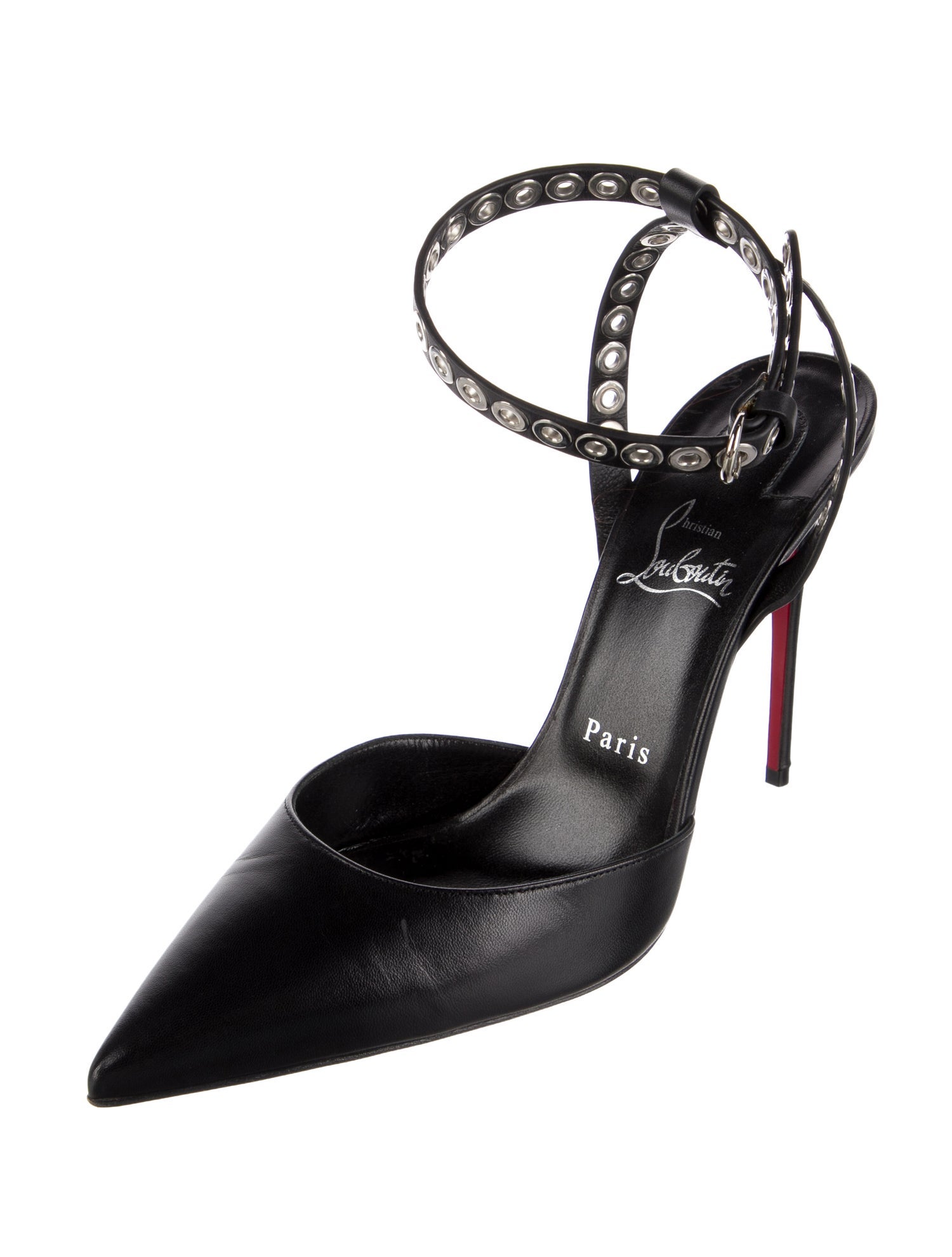 Christian Louboutin Leather Eyelet Trim D'Orsay Pumps