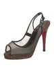 Christian Louboutin Mesh Colorblock Pattern Slingback Pumps