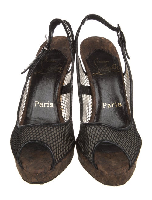 Christian Louboutin Mesh Colorblock Pattern Slingback Pumps