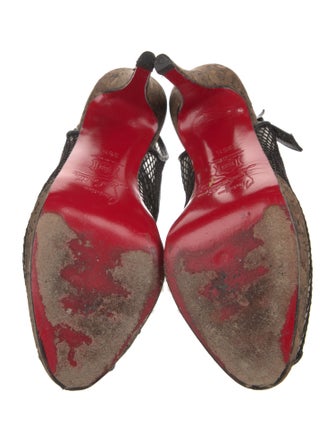 Christian Louboutin Mesh Colorblock Pattern Slingback Pumps