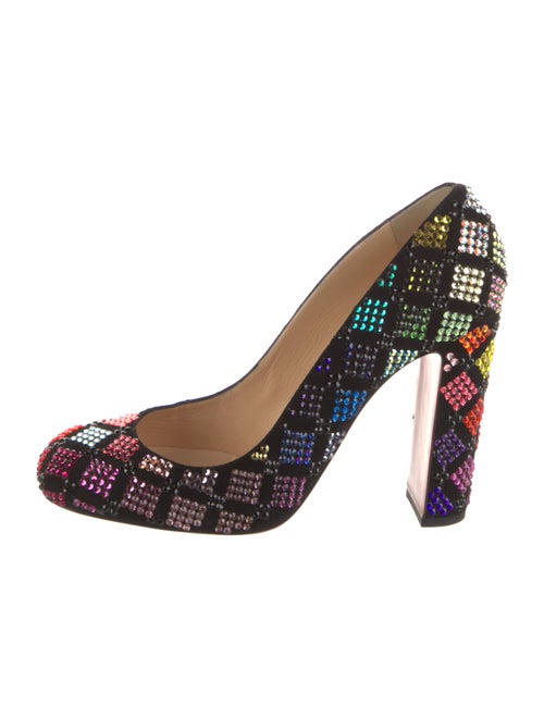 Christian Louboutin Suede Crystal Embellishments Pumps