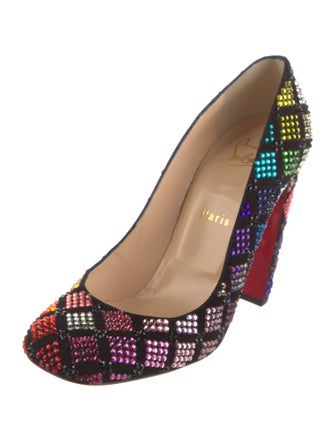 Christian Louboutin Suede Crystal Embellishments Pumps