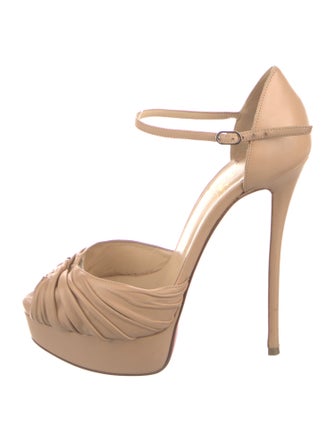 Christian Louboutin Leather Pleated Accents D'Orsay Pumps