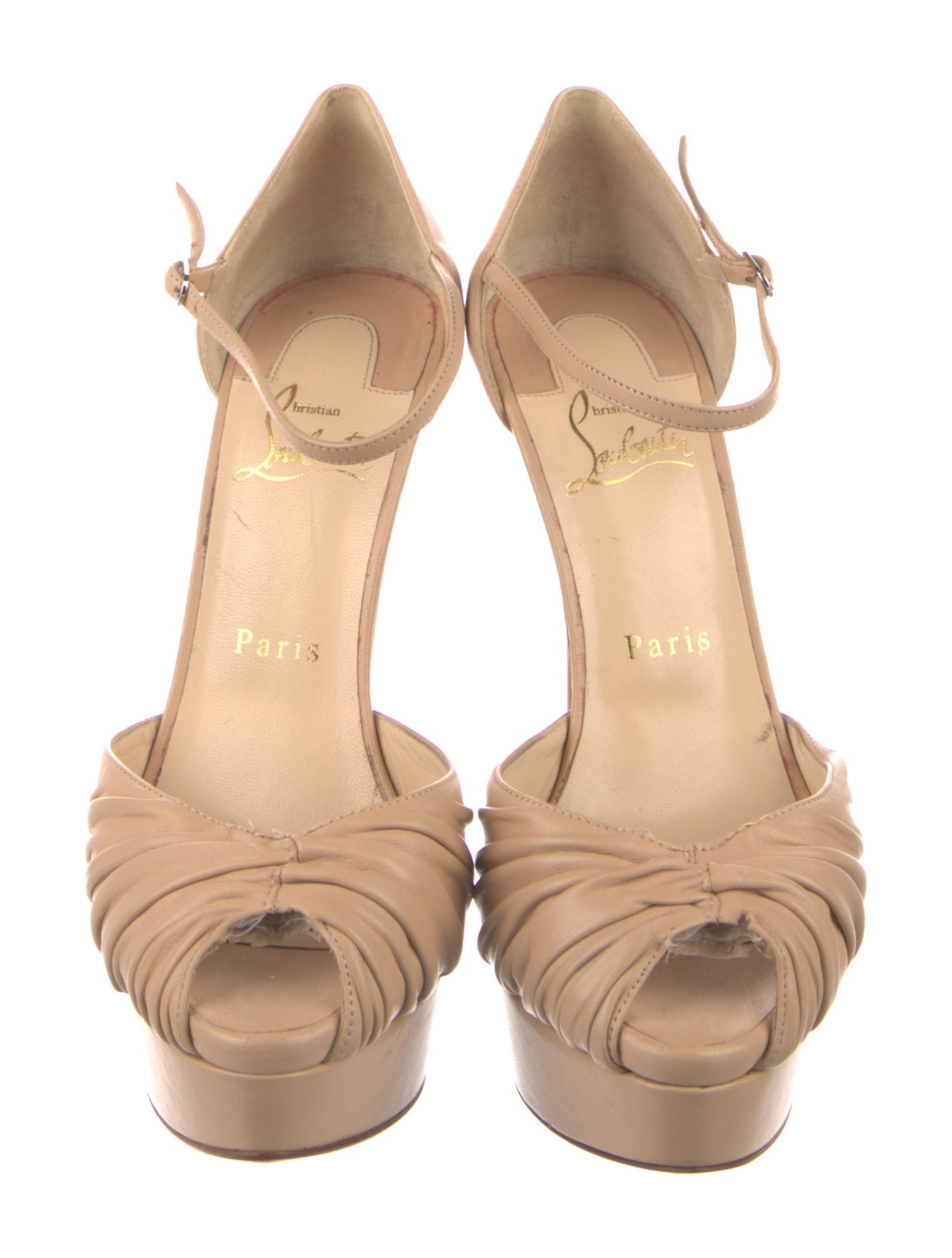 Christian Louboutin Leather Pleated Accents D'Orsay Pumps