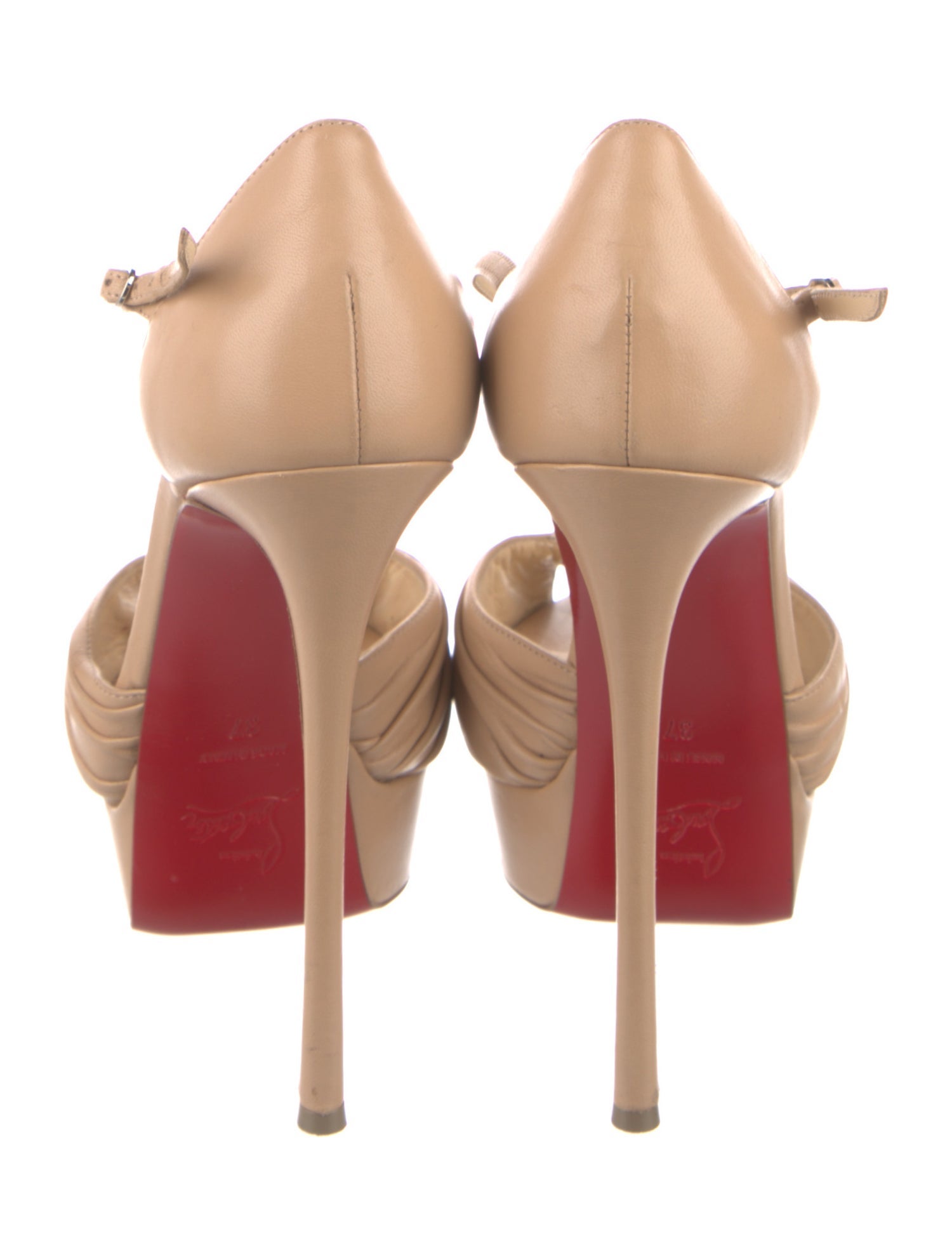 Christian Louboutin Leather Pleated Accents D'Orsay Pumps