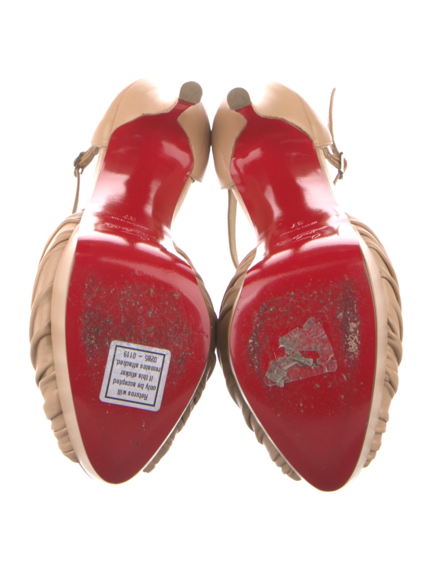 Christian Louboutin Leather Pleated Accents D'Orsay Pumps