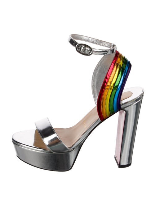 Christian Louboutin Patent Leather Colorblock Pattern Sandals