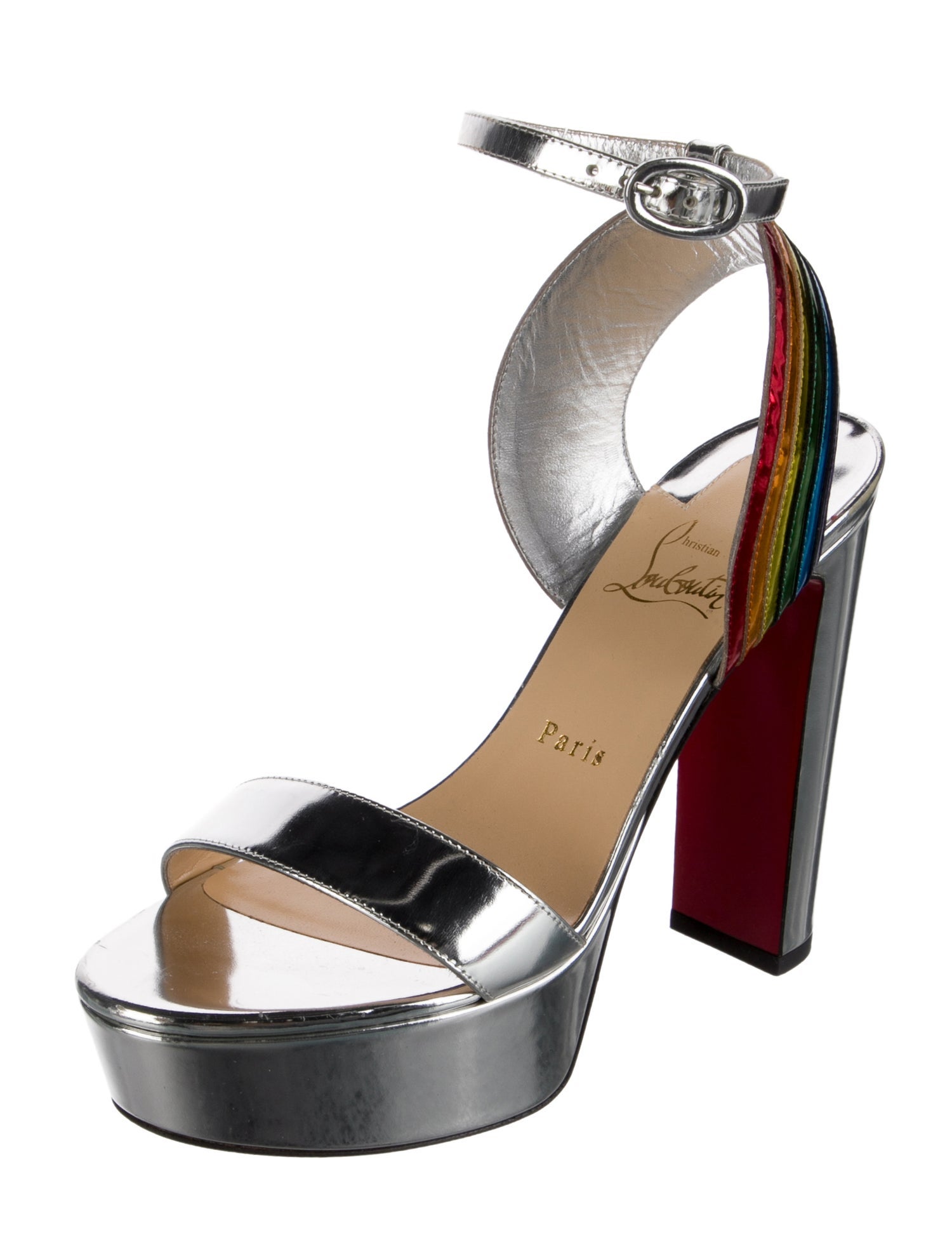 Christian Louboutin Patent Leather Colorblock Pattern Sandals