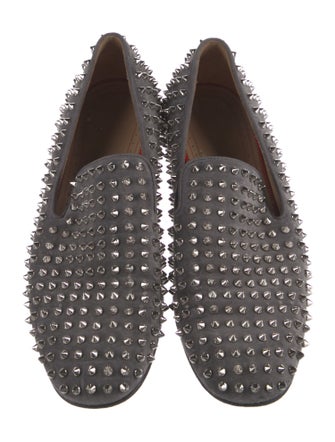 Christian Louboutin Spike Accents Suede Loafers