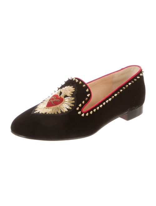 Christian Louboutin Spike Accents Velvet Loafers