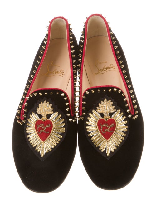 Christian Louboutin Spike Accents Velvet Loafers