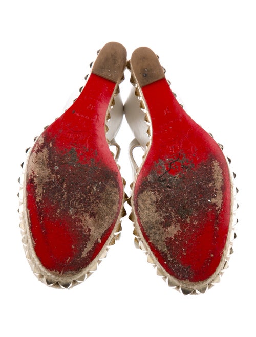 Christian Louboutin Leather Studded Accents Slingback Pumps