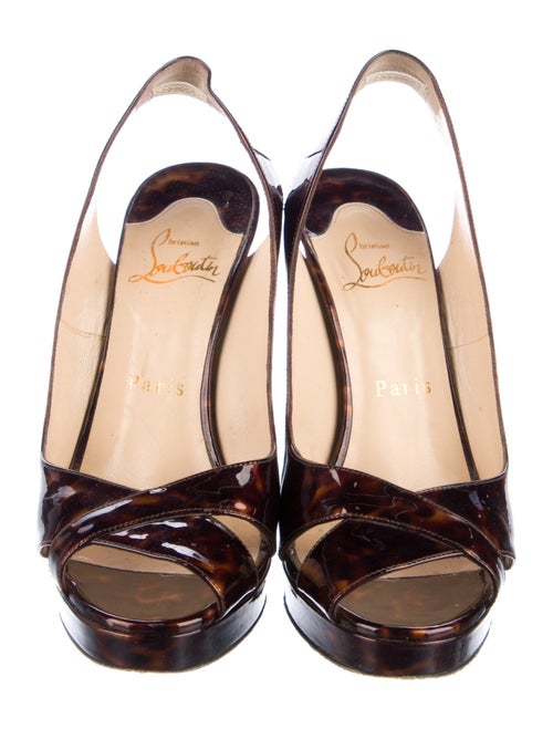 Christian Louboutin Patent Leather Animal Print Slingback Sandals